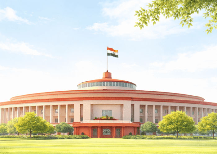 Indian Parliament building representing legislative priorities and laws passed in 2025