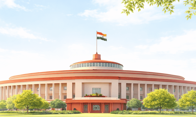 Indian Parliament building representing legislative priorities and laws passed in 2025