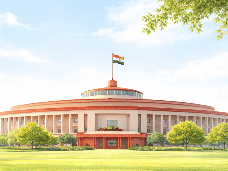 Indian Parliament building representing legislative priorities and laws passed in 2025