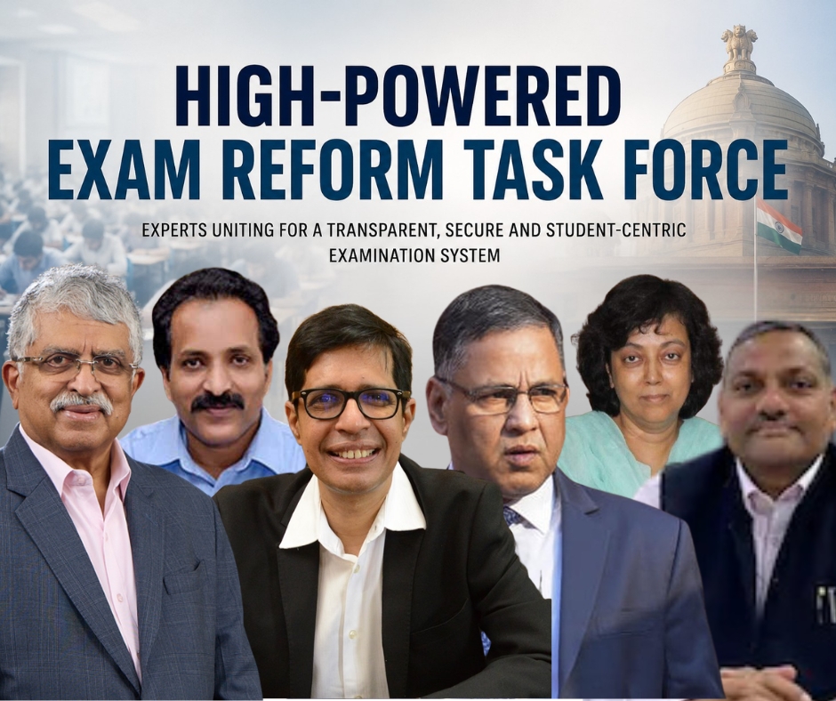 Nandan Nilekani and members of the High-Powered Exam Reform Task Force constituted by the Government of India to recommend reforms in the national examination system.