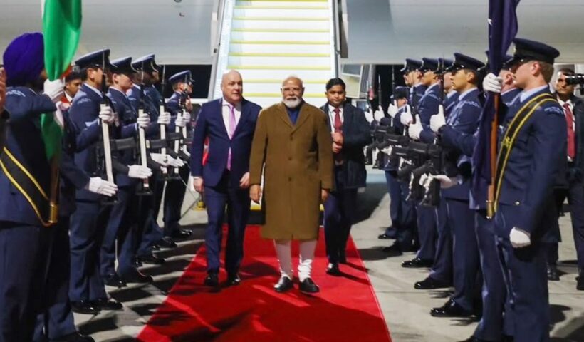 Prime Minister Narendra Modi and New Zealand Prime Minister Christopher Luxon during the July 2026 visit announcing the India-New Zealand Strategic Partnership.