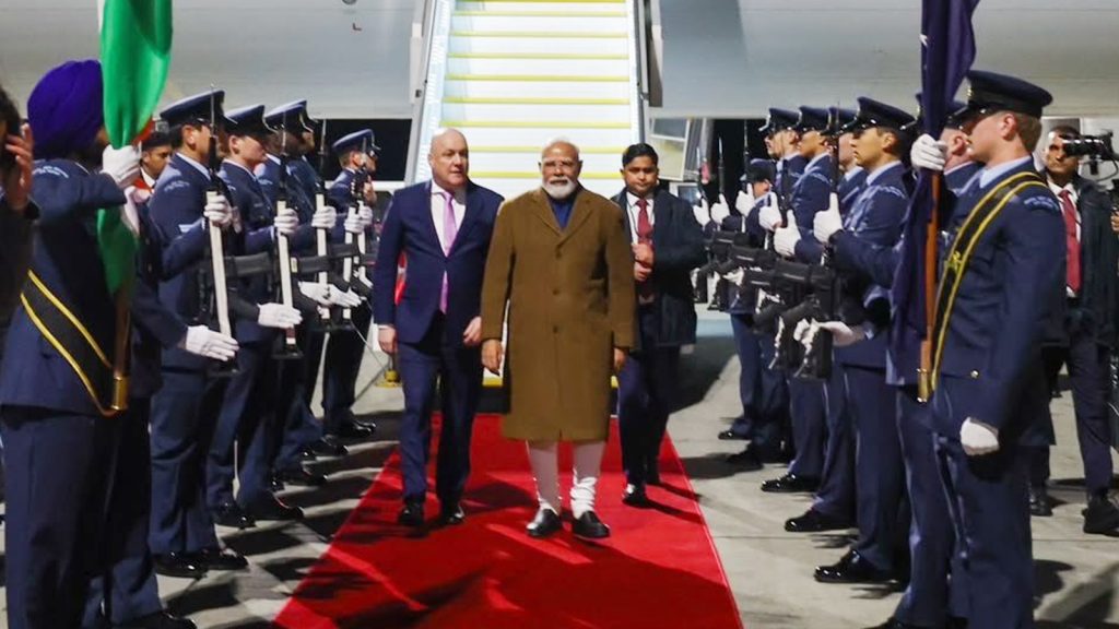 Prime Minister Narendra Modi and New Zealand Prime Minister Christopher Luxon during the July 2026 visit announcing the India-New Zealand Strategic Partnership.