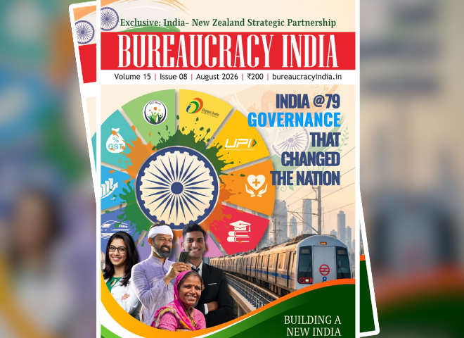 Cover of the Bureaucracy India August 2026 Issue featuring leadership, governance, diplomacy, tourism, and public policy stories.