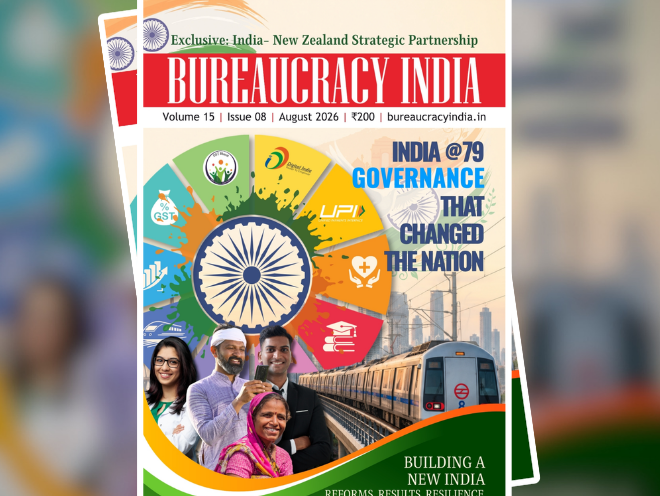 Cover of the Bureaucracy India August 2026 Issue featuring leadership, governance, diplomacy, tourism, and public policy stories.