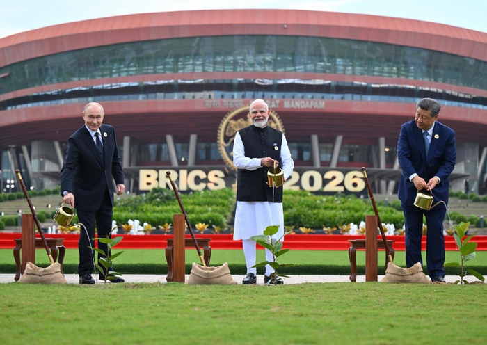 Prime Minister Narendra Modi addresses leaders during the BRICS Summit 2026 in New Delhi, highlighting India's leadership and commitment to the Global South.