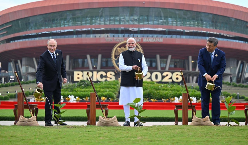 Prime Minister Narendra Modi addresses leaders during the BRICS Summit 2026 in New Delhi, highlighting India's leadership and commitment to the Global South.
